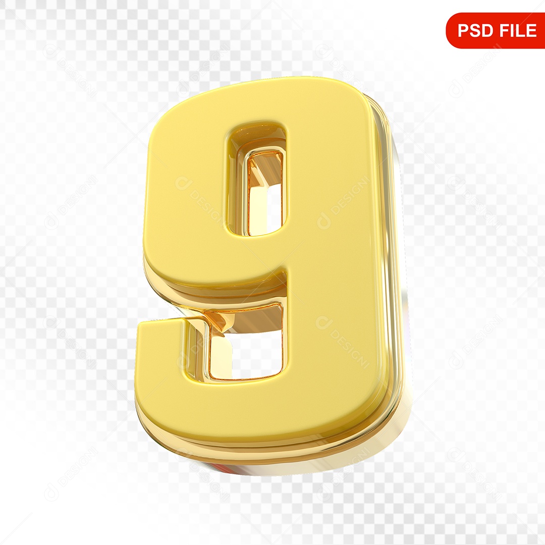 Números 9 Colorido Elemento 3D Para Composição PSD