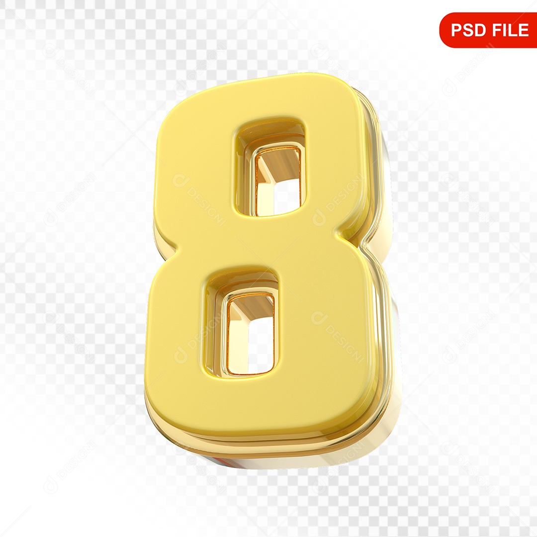 Números 8 Colorido Elemento 3D Para Composição PSD