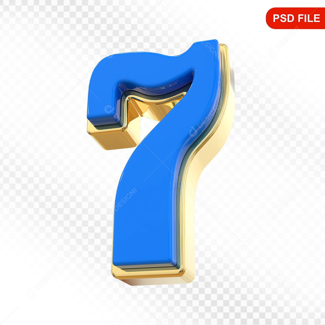 Números 7 Colorido Elemento 3D Para Composição PSD