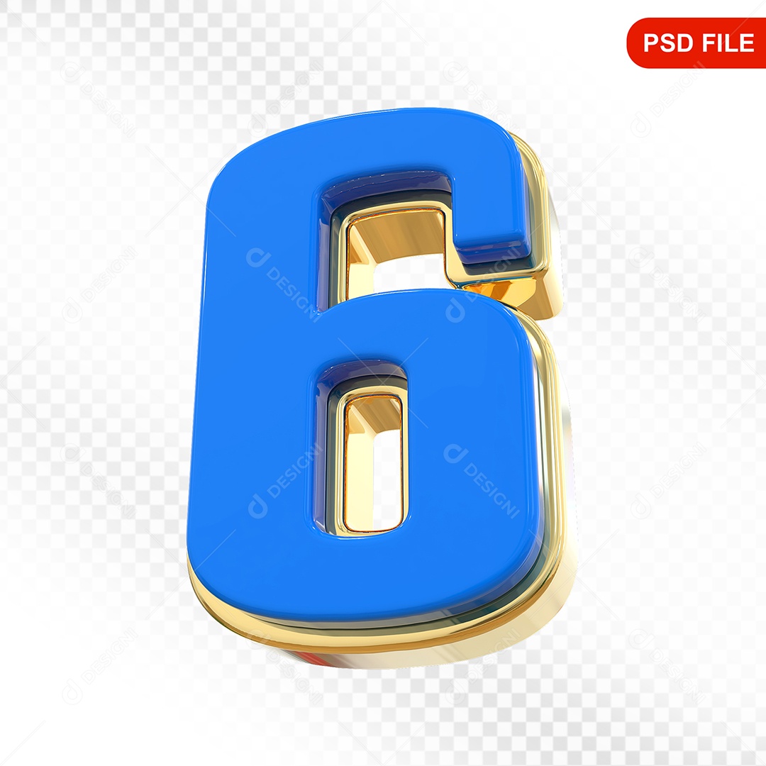 Números 6 Colorido Elemento 3D Para Composição PSD