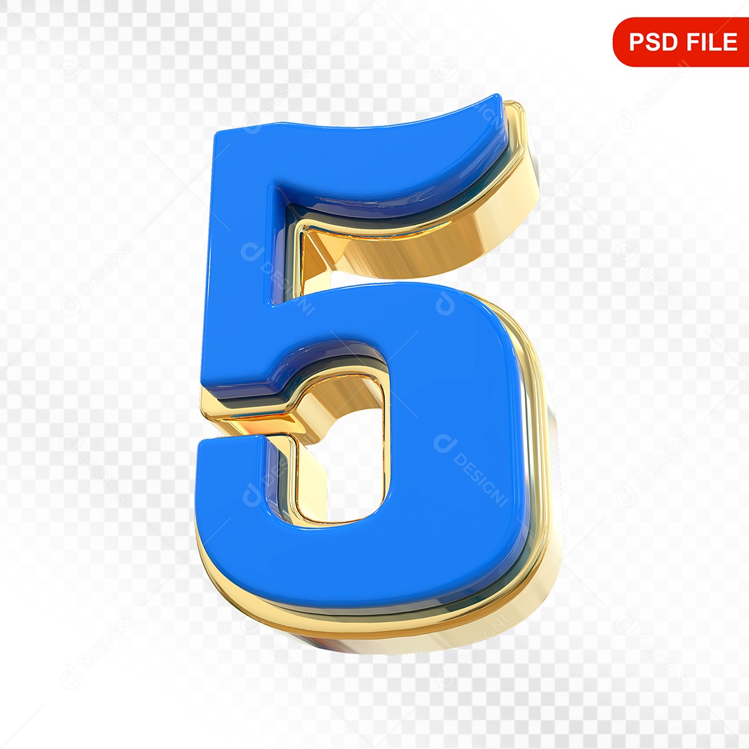 Números 5 Colorido Elemento 3D Para Composição PSD