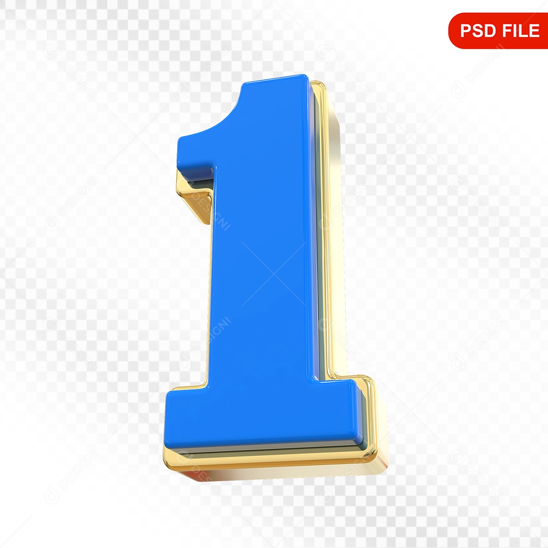 Números 1 Colorido Elemento 3D Para Composição PSD