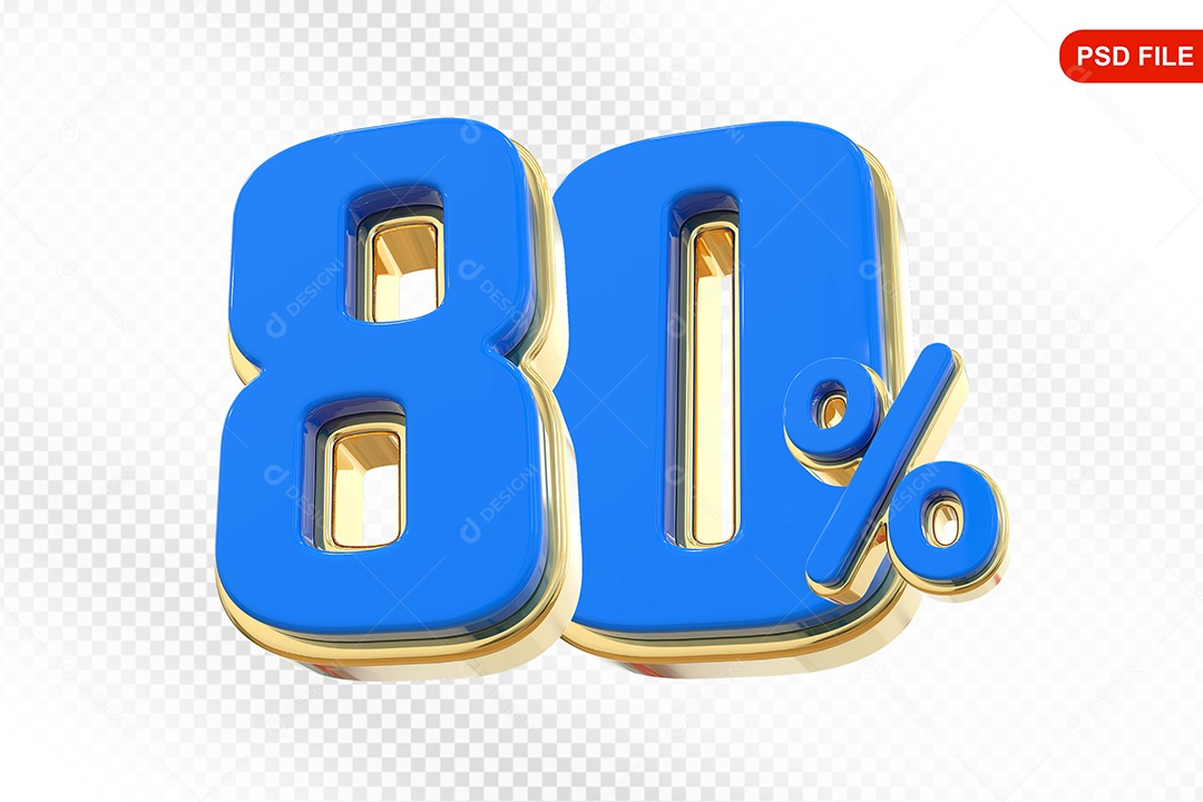 Desconto 80% Colorido Elemento 3D Para Composição PSD