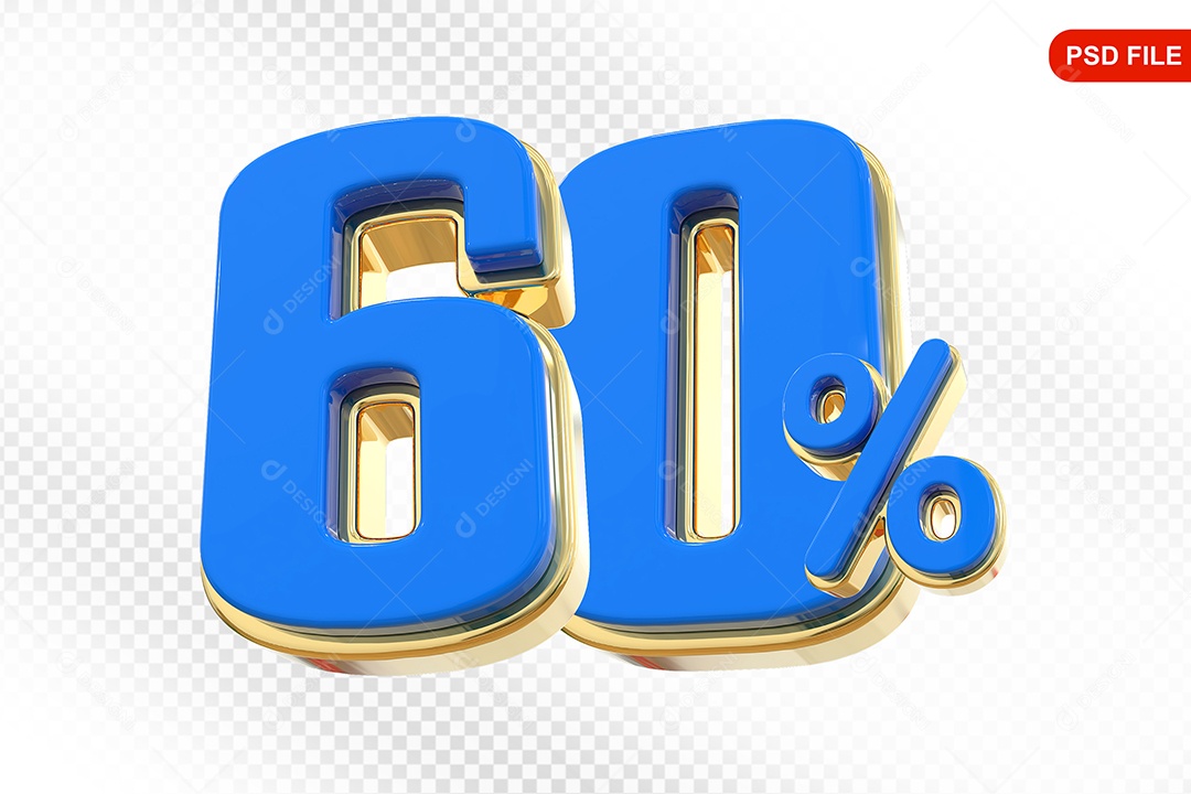 Desconto 60% Colorido Elemento 3D Para Composição PSD