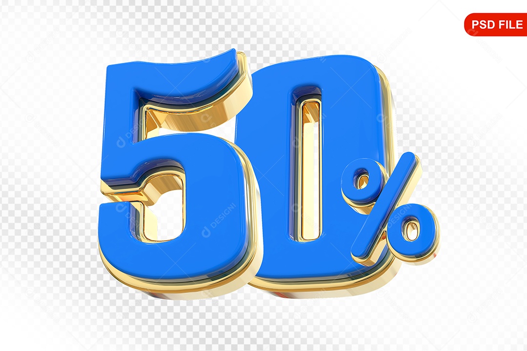 Desconto 50% Colorido Elemento 3D Para Composição PSD