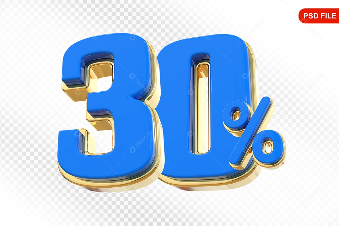 Desconto 30% Colorido Elemento 3D Para Composição PSD