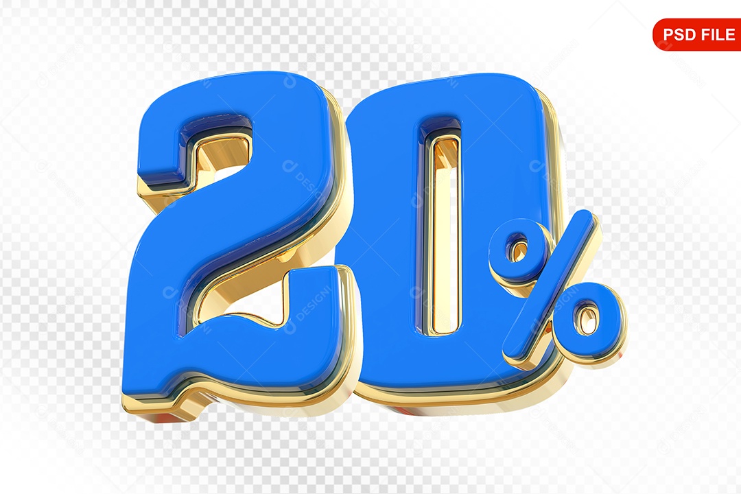 Desconto 20% Colorido Elemento 3D Para Composição PSD
