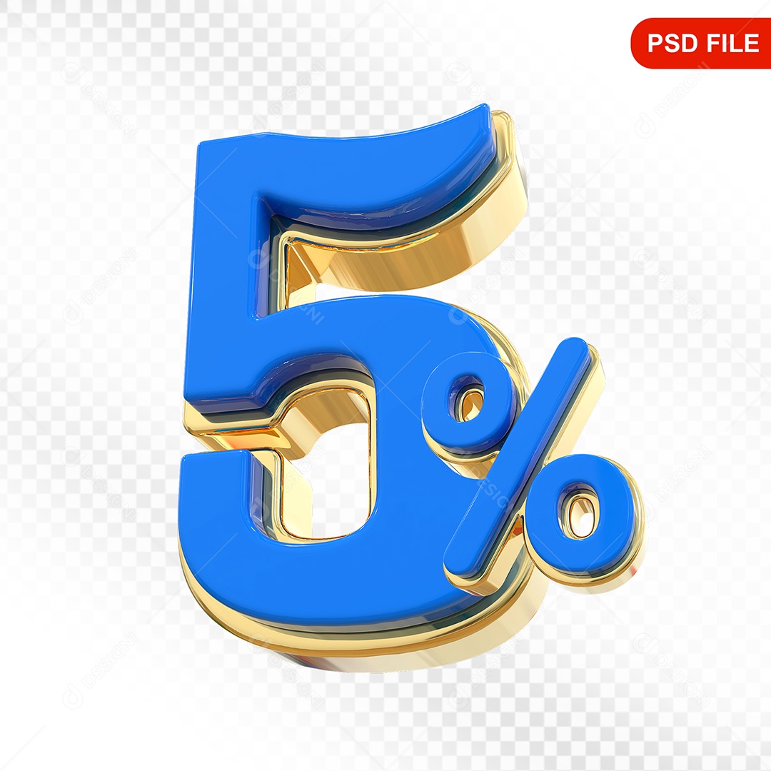 Desconto 5% Colorido Elemento 3D Para Composição PSD