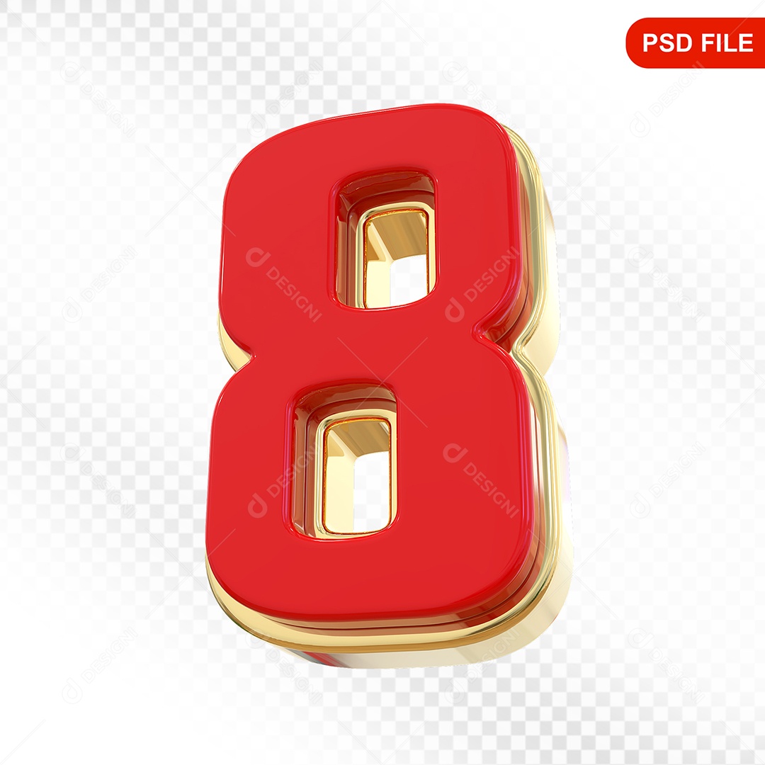 Número 8 Colorido Elemento 3D Para Composição PSD