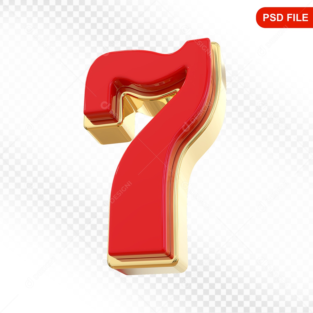 Número 7 Colorido Elemento 3D Para Composição PSD