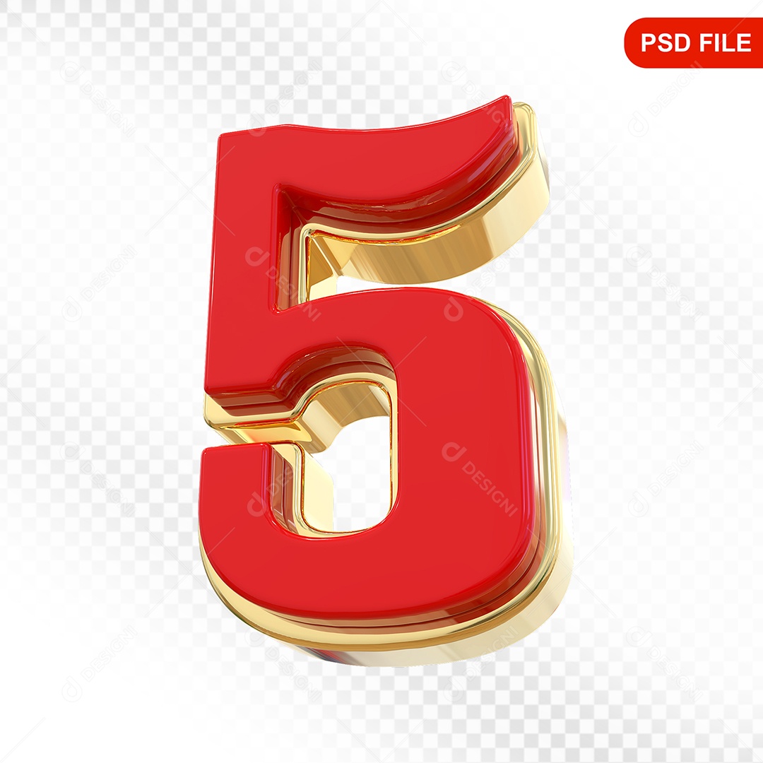 Número 5 Colorido Elemento 3D Para Composição PSD