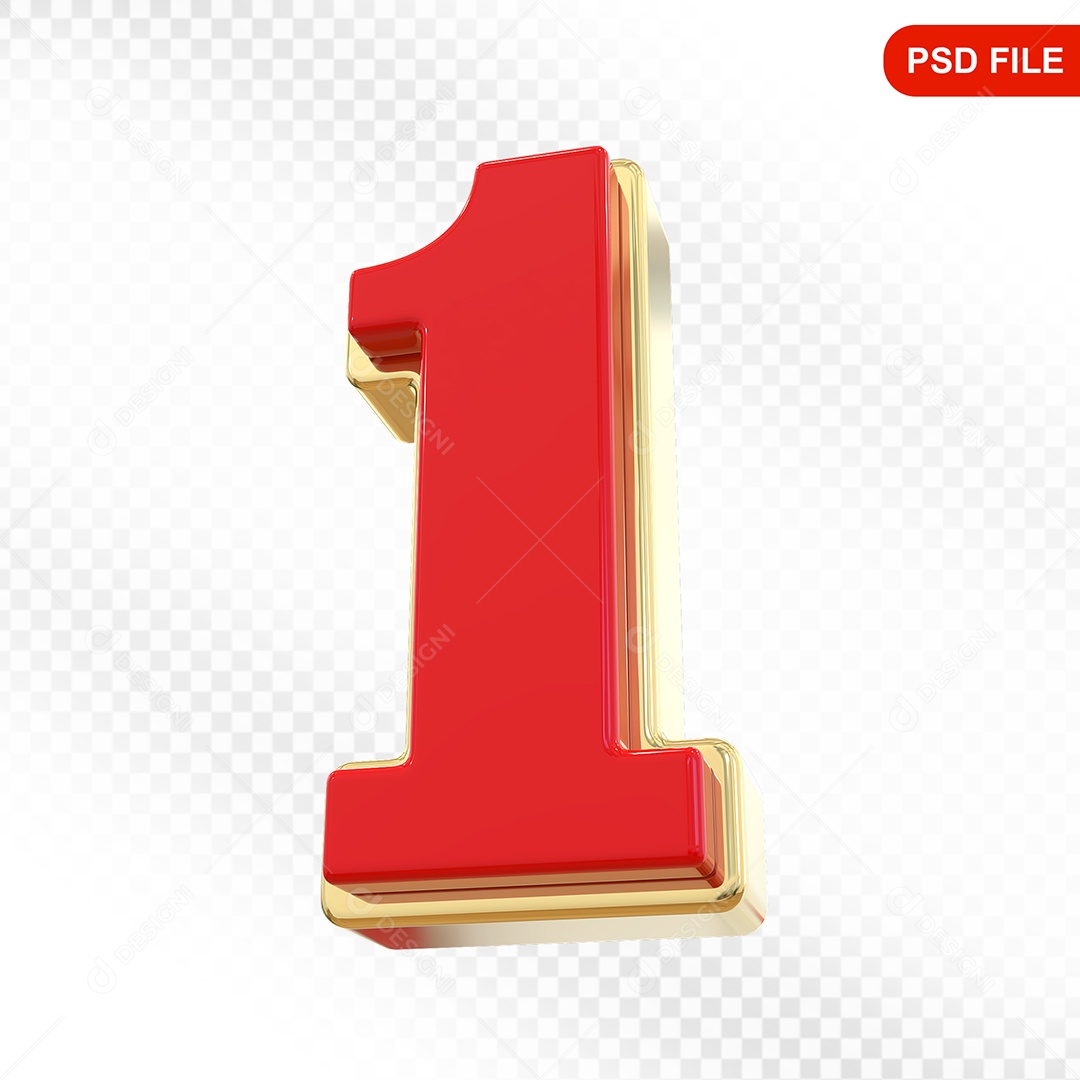 Número 1 Colorido Elemento 3D Para Composição PSD