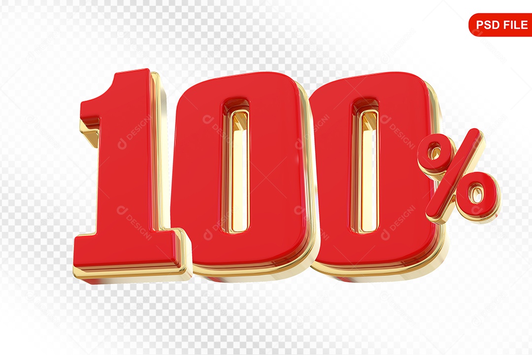 Desconto 100% Colorido Elemento 3D Para Composição PSD