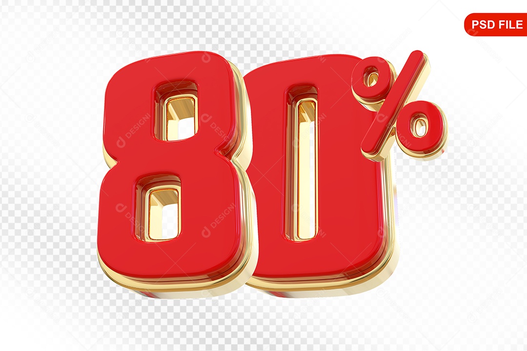Desconto 80% Colorido Elemento 3D Para Composição PSD
