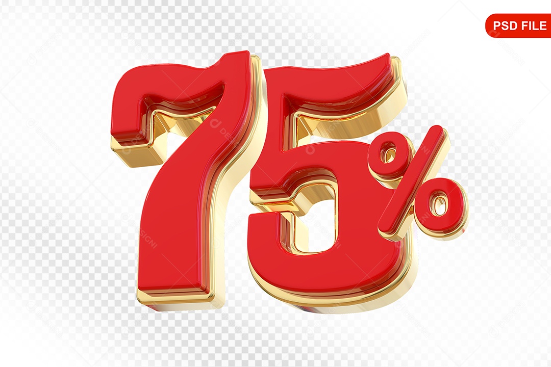 Desconto 75% Colorido Elemento 3D Para Composição PSD