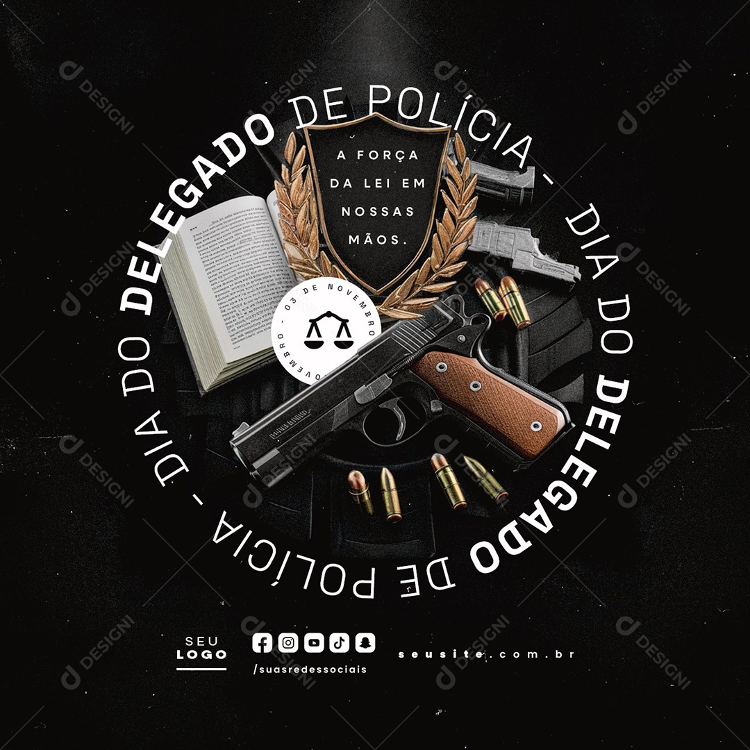 Dia do Delegado de Polícia 03 de Dezembro Social Media PSD Editável