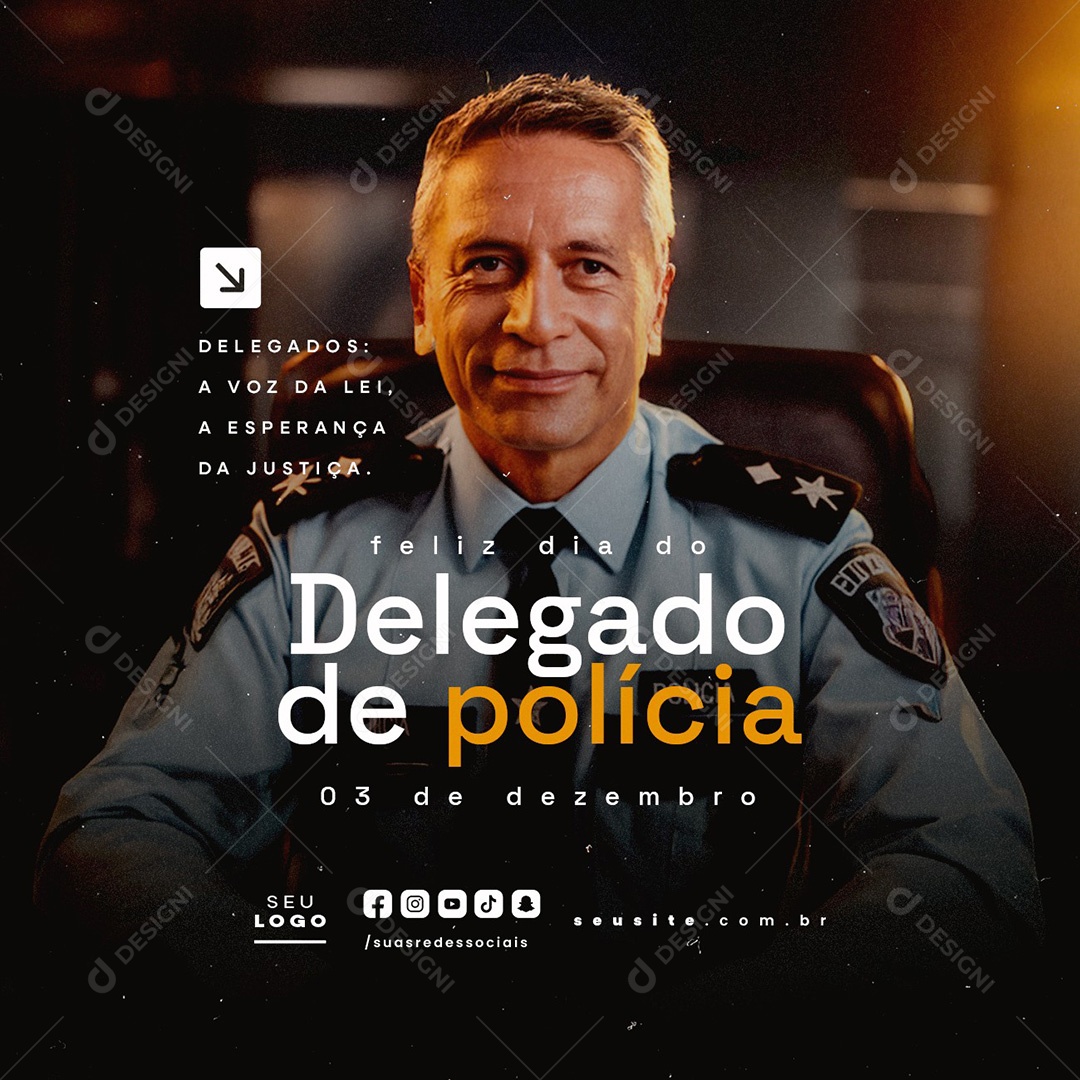 Dia do Delegado de Polícia 03 de Dezembro Social Media PSD Editável