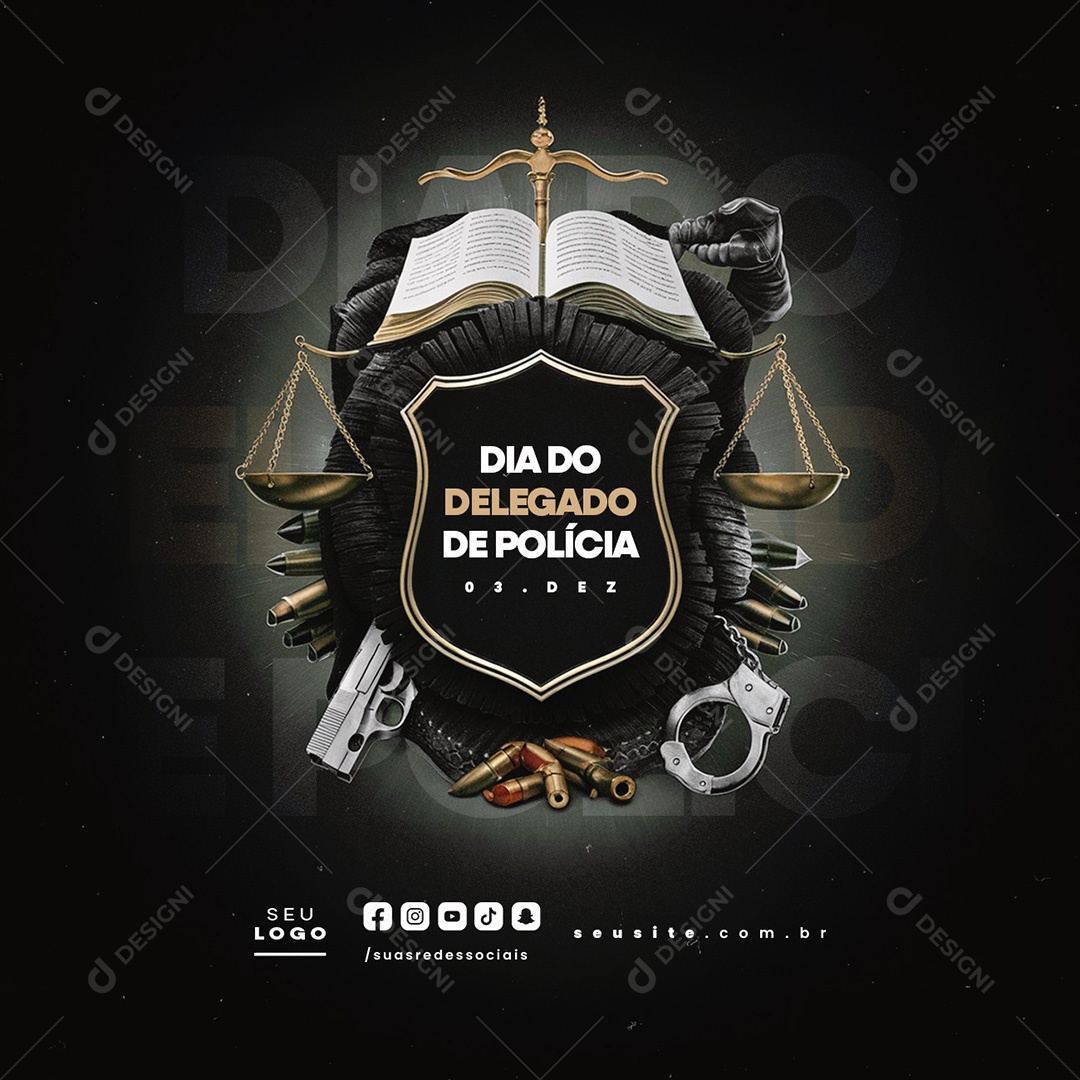 Dia do Delegado de Polícia 03 de Dezembro Social Media PSD Editável