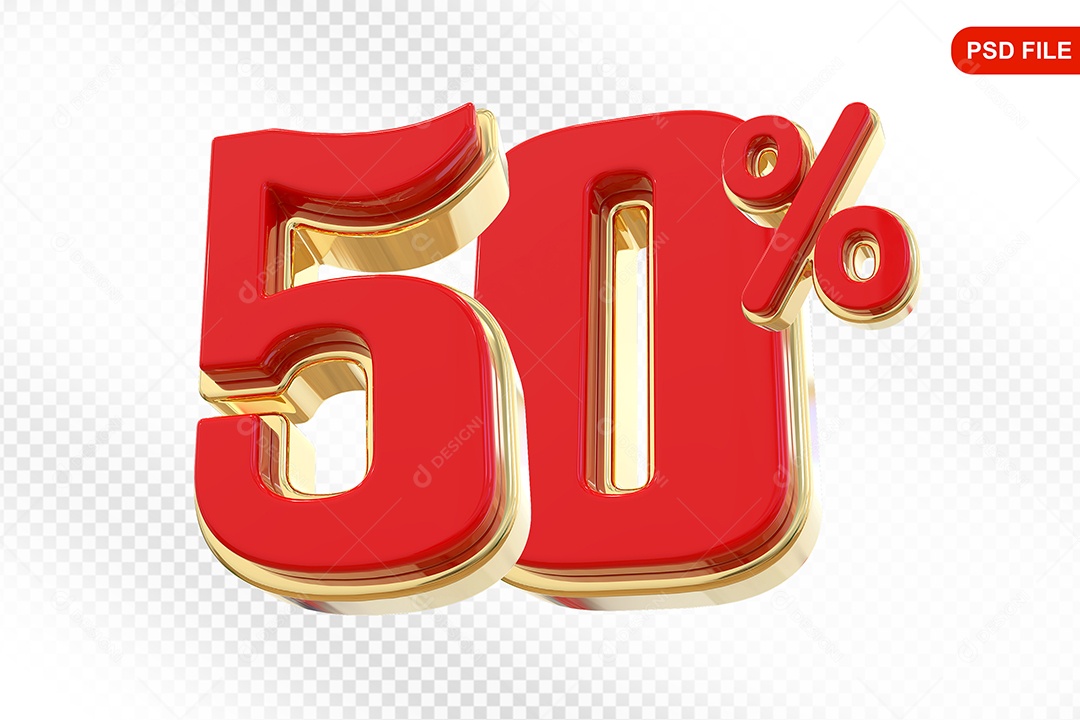 Desconto 50% Colorido Elemento 3D Para Composição PSD