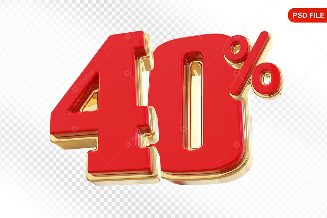 Desconto 40% Colorido Elemento 3D Para Composição PSD