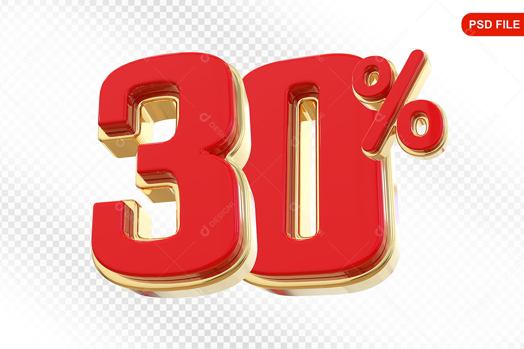 Desconto 30% Colorido Elemento 3D Para Composição PSD