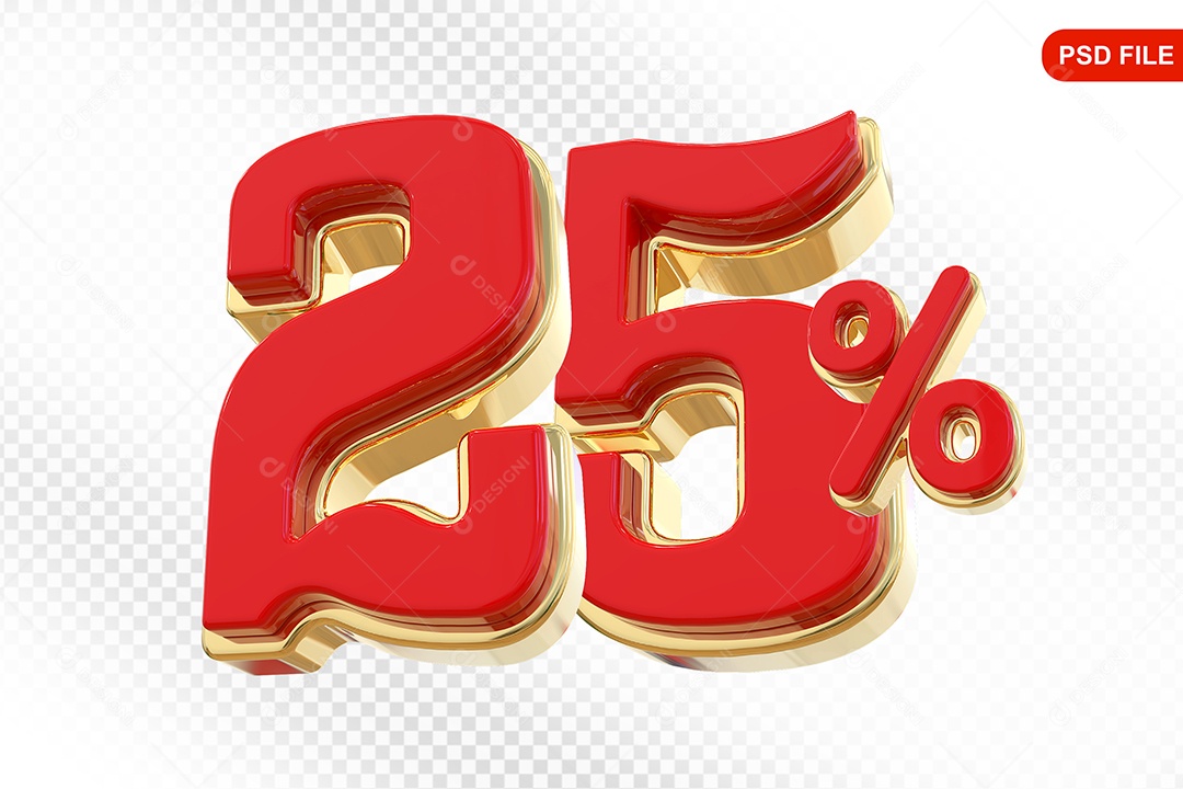 Desconto 25% Colorido Elemento 3D Para Composição PSD