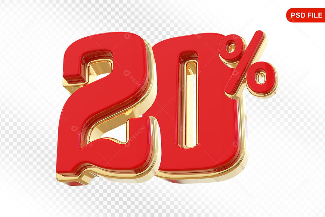Desconto 20% Colorido Elemento 3D Para Composição PSD