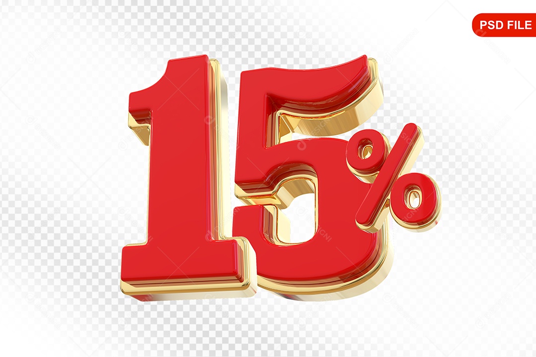 Desconto 15% Colorido Elemento 3D Para Composição PSD