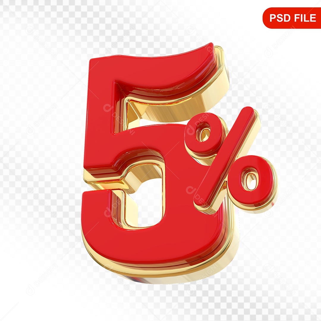 Desconto 5% Colorido Elemento 3D Para Composição PSD