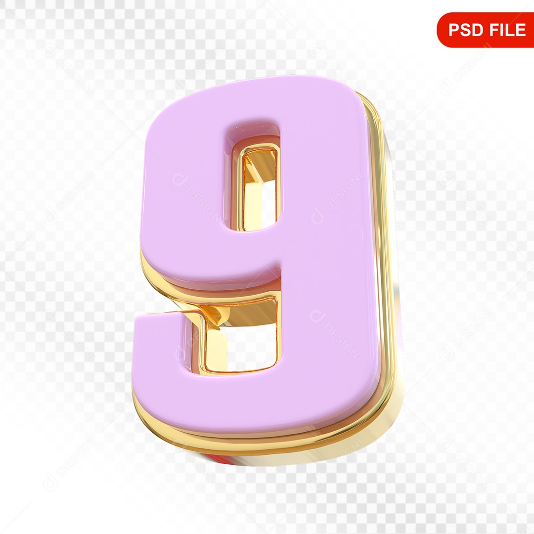 Número 9 Colorido Elemento 3D Para Composição PSD