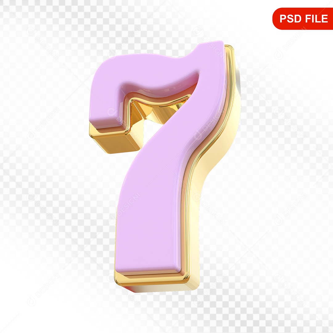 Número 7 Colorido Elemento 3D Para Composição PSD