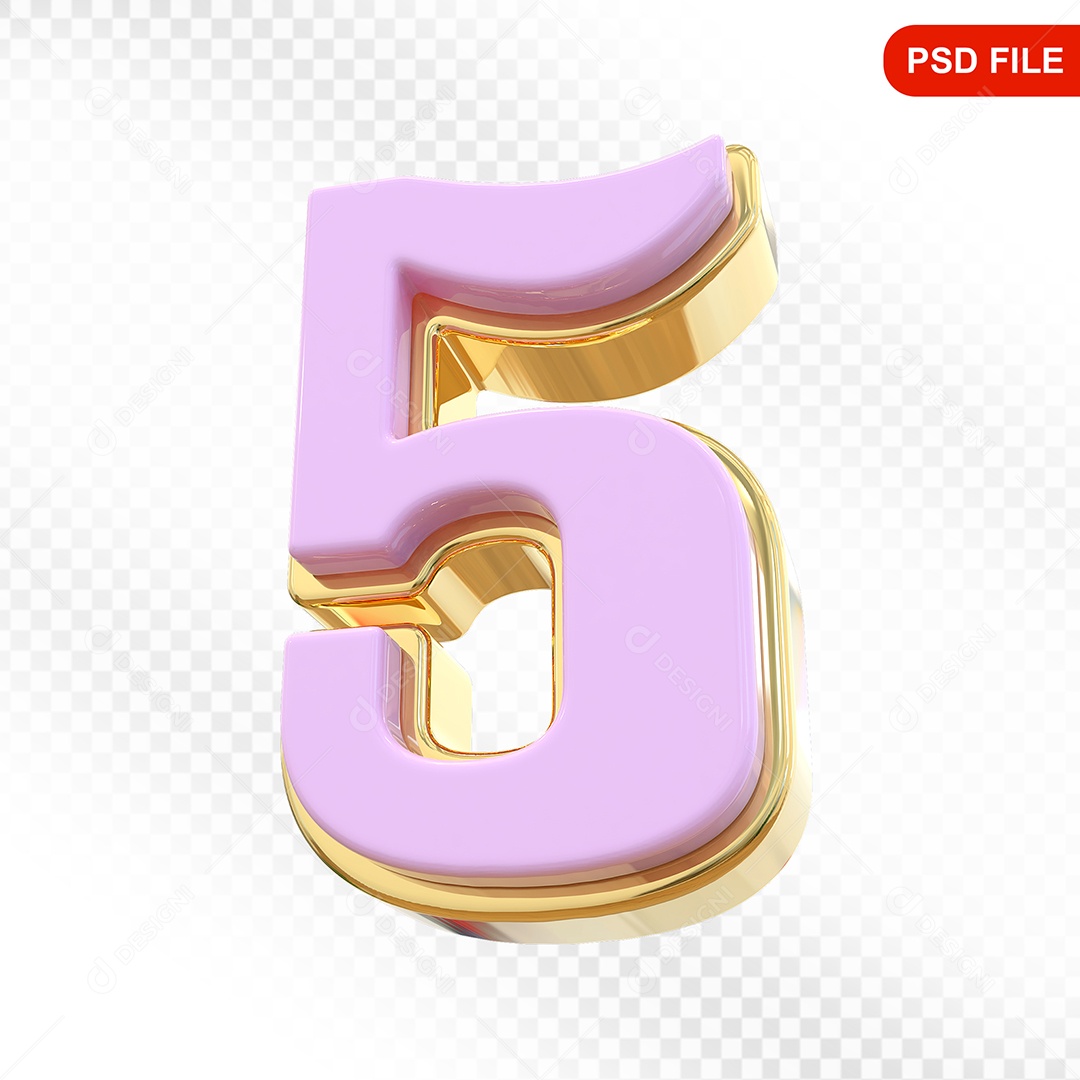 Número 5 Colorido Elemento 3D Para Composição PSD