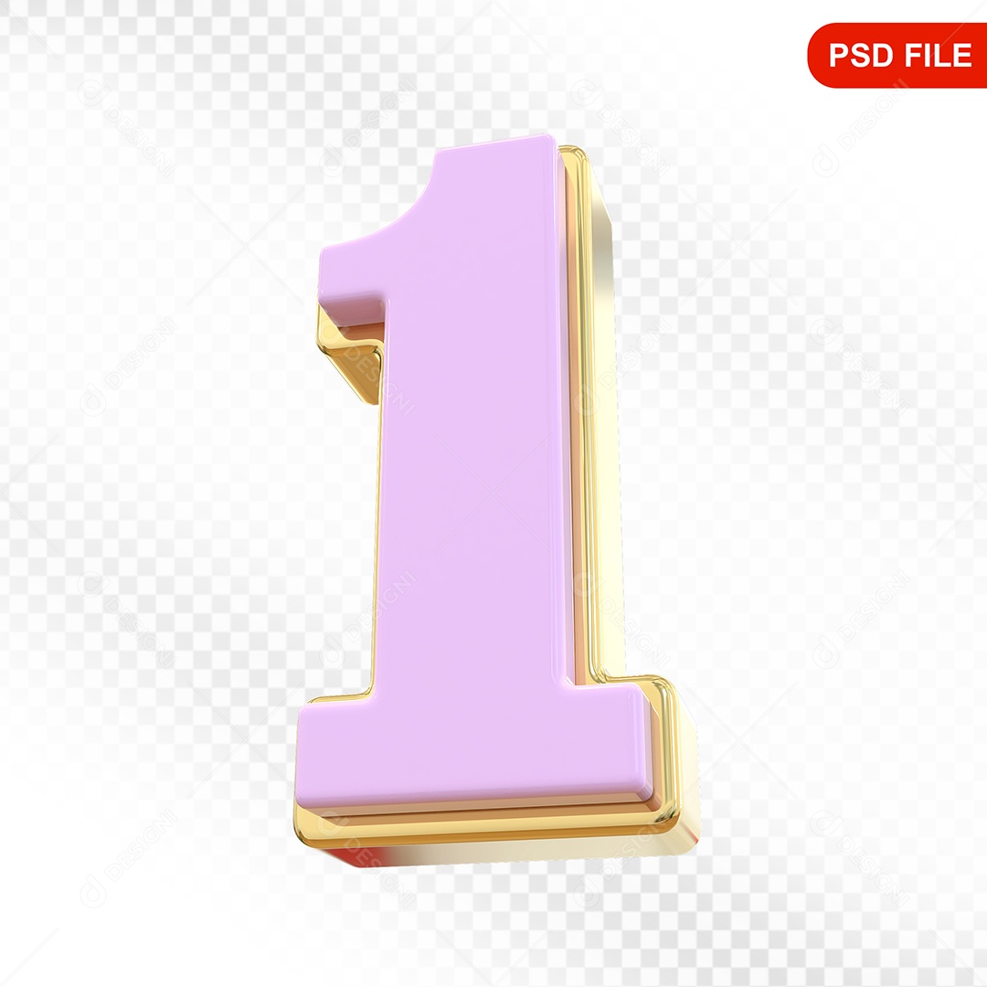 Número 1 Colorido Elemento 3D Para Composição PSD