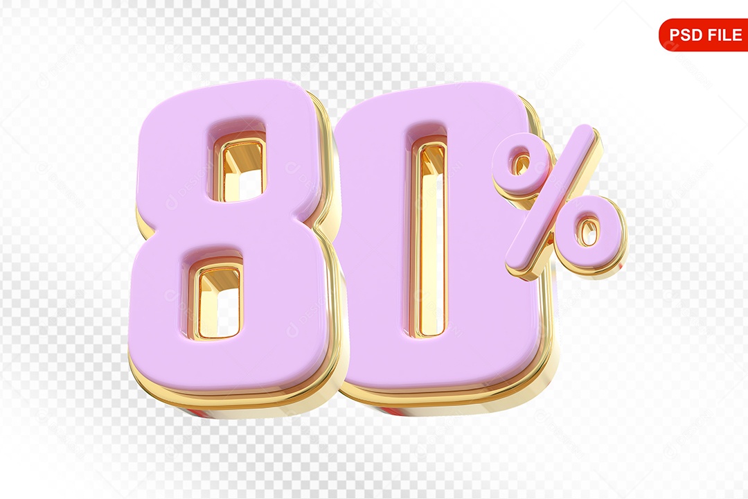 Desconto 80% Colorido Elemento 3D Para Composição PSD