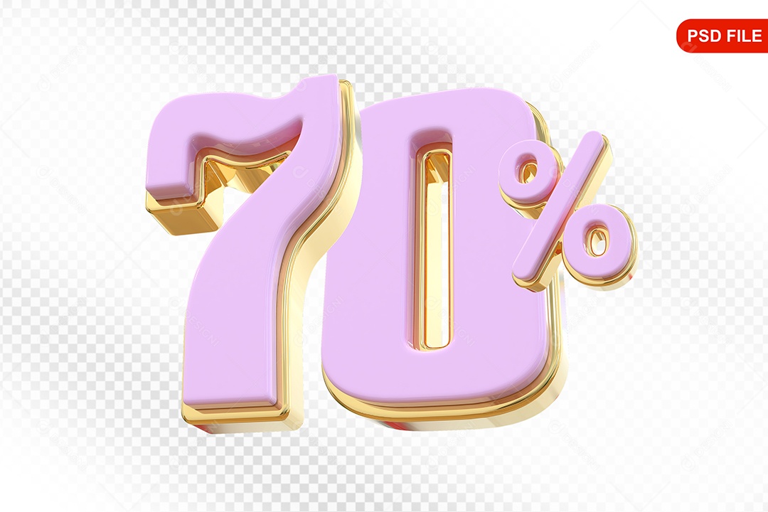 Desconto 70% Colorido Elemento 3D Para Composição PSD
