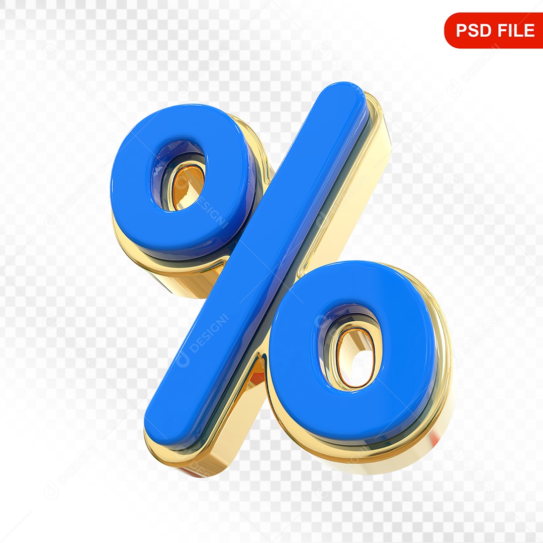 Selo 3D Render Porcentagem Elemento Ícone PSD
