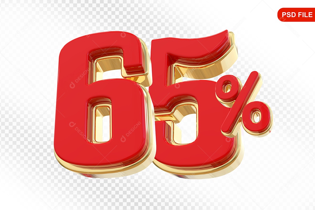 Desconto 65% Colorido Elemento 3D Para Composição PSD
