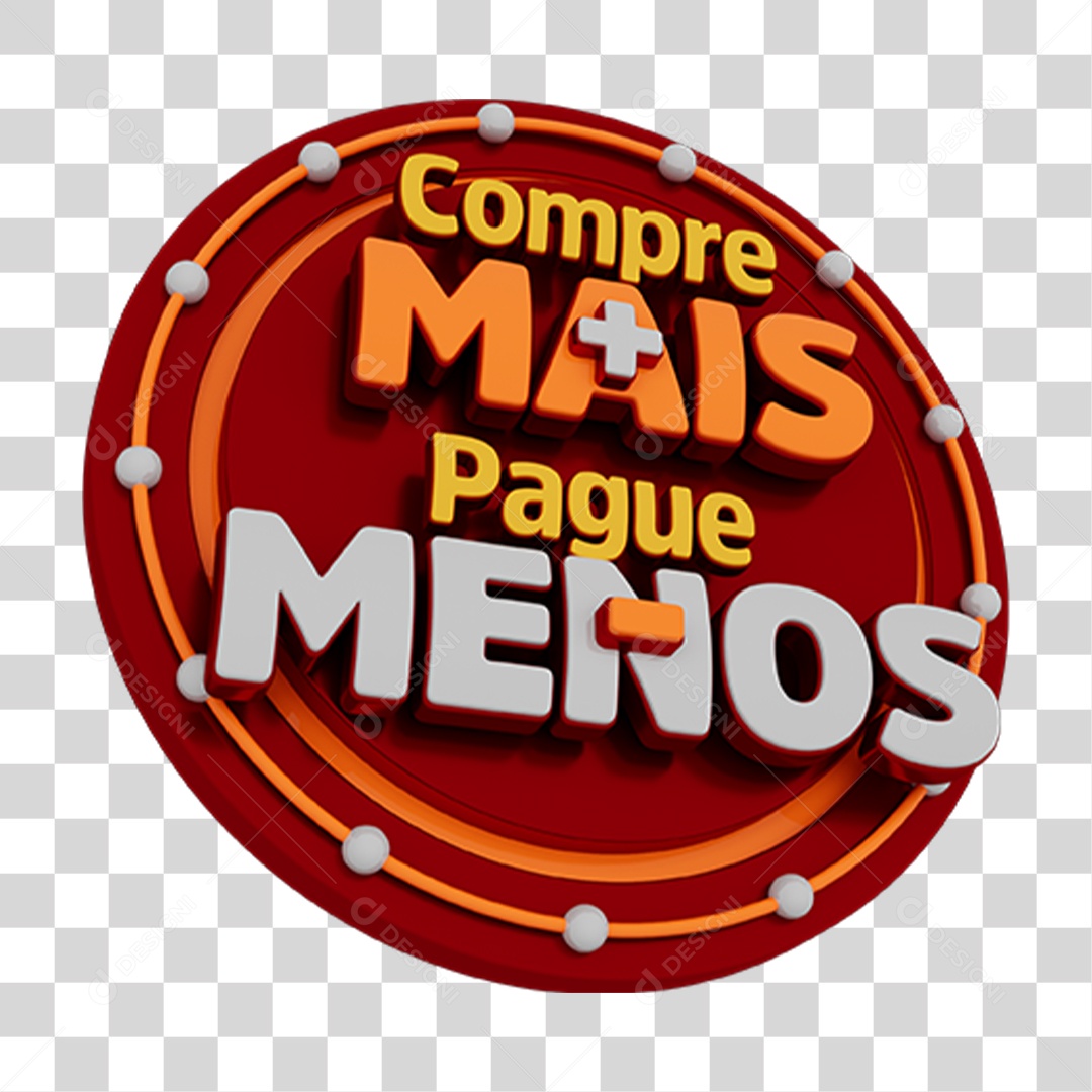 Elemento 3D Compre Mais e Pague Menos PNG Transparente