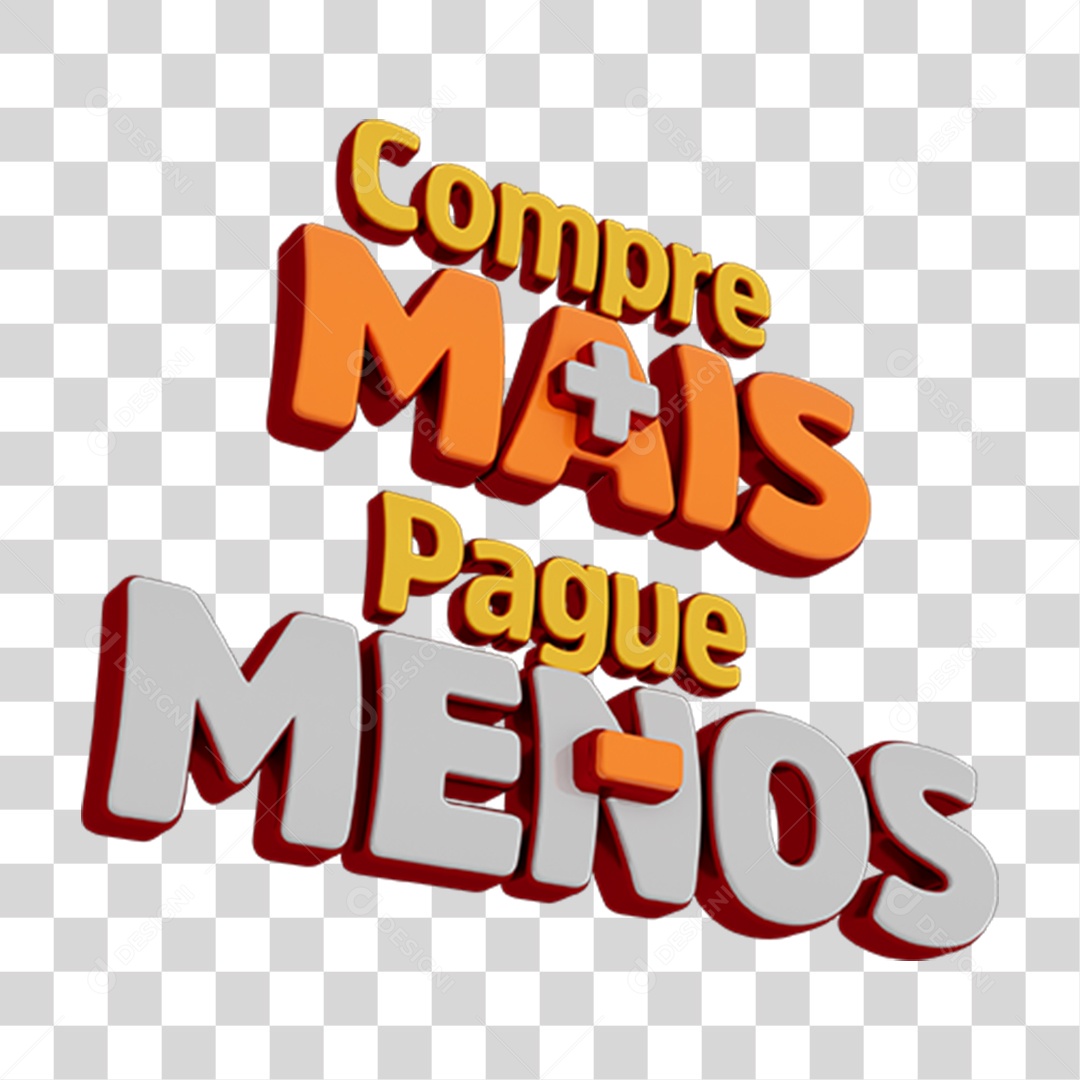 Selo 3D Compre Mais e Pague Menos PNG Transparente