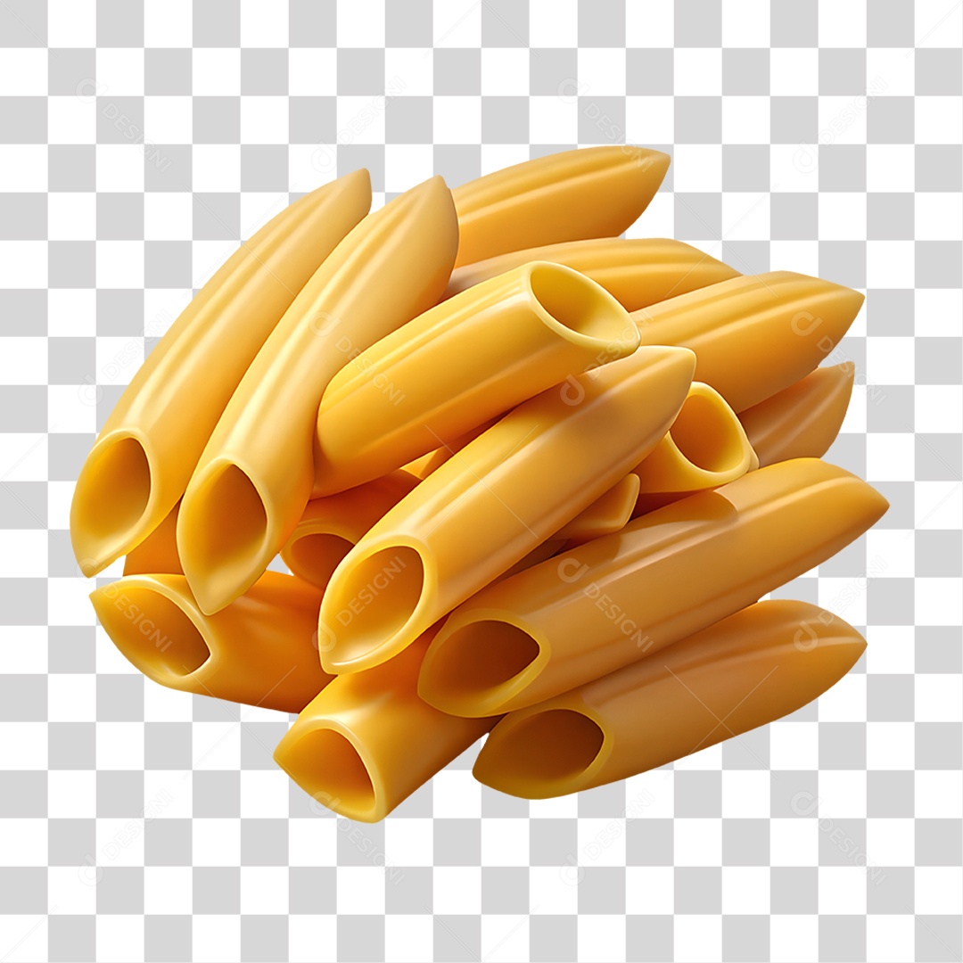 Macarrão Penne Elemento 3D para Composição PNG Transparente