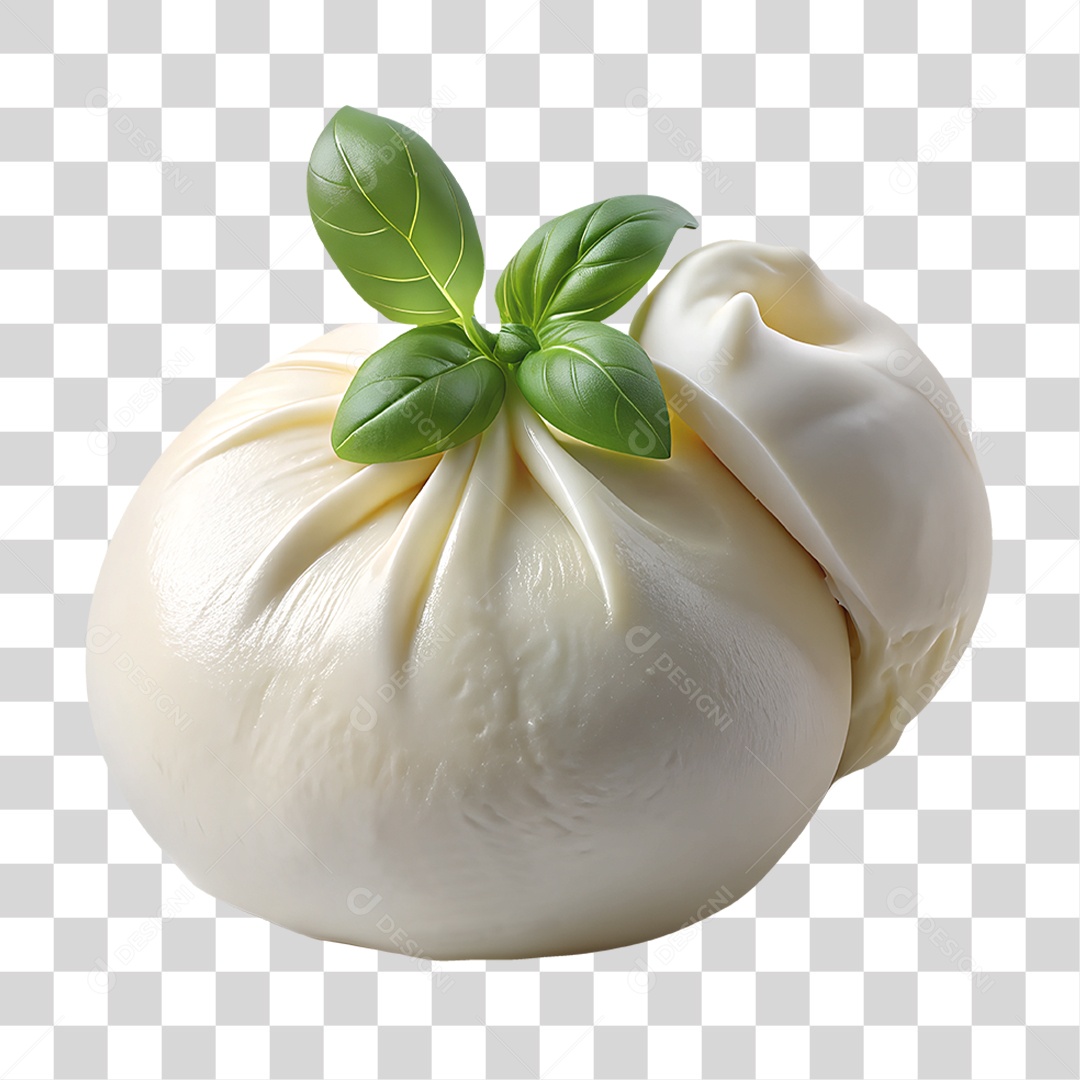 Queijo Burrata Elemento 3D para Composição PNG Transparente