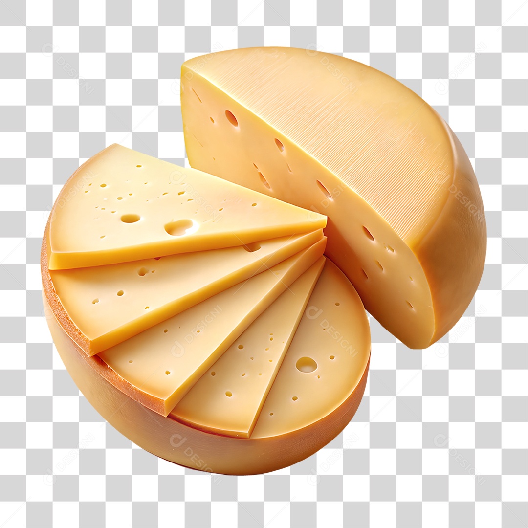 Queijo Provolone Elemento 3D para Composição PNG Transparente