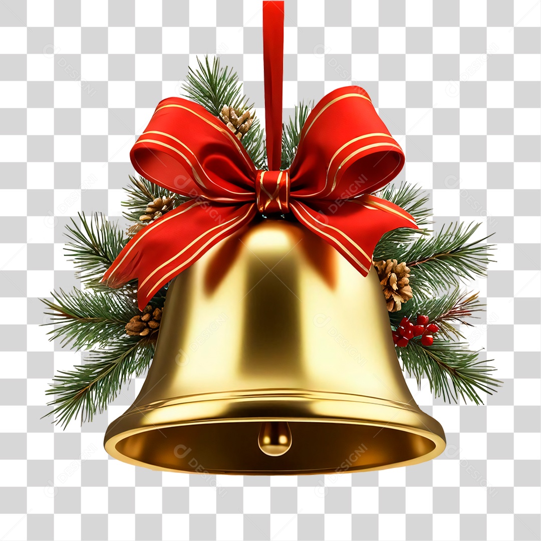 Elemento 3D Sinos de Natal PNG Transparente