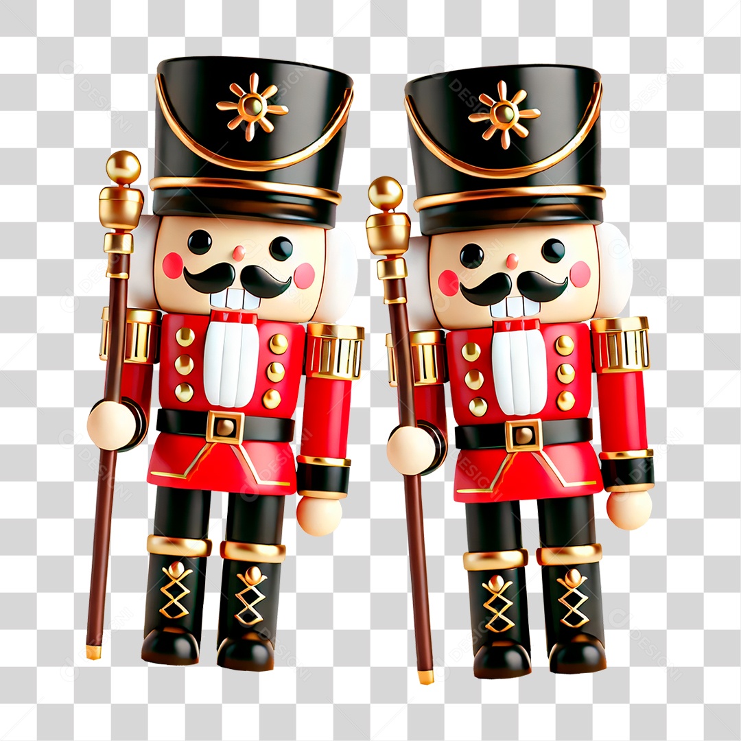 Elemento 3D Soldados de Natal Decoração PNG Transparente