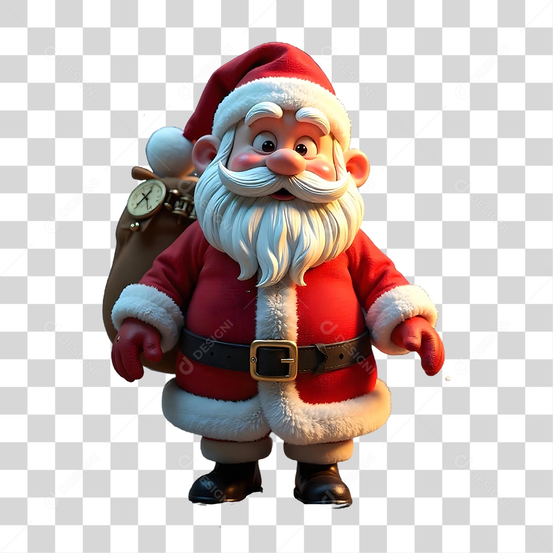 Elemento 3D Papai Noel Feliz Natal PNG Transparente