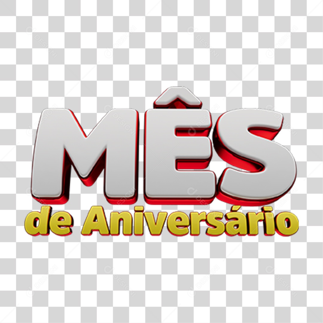 Selo 3D Mês de Aniversario PNG Transparente