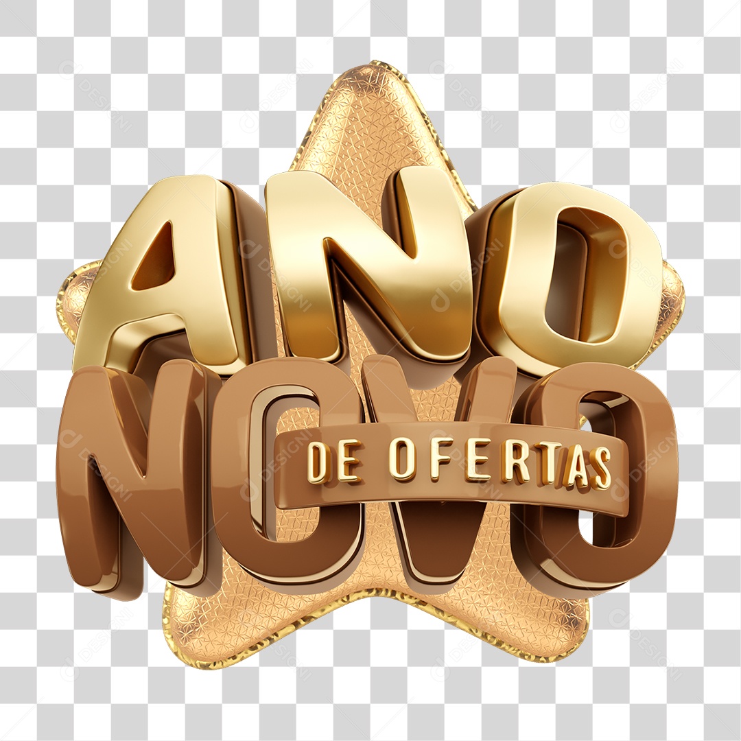 Selo 3D Ano Novo de Ofertas PNG Transparente