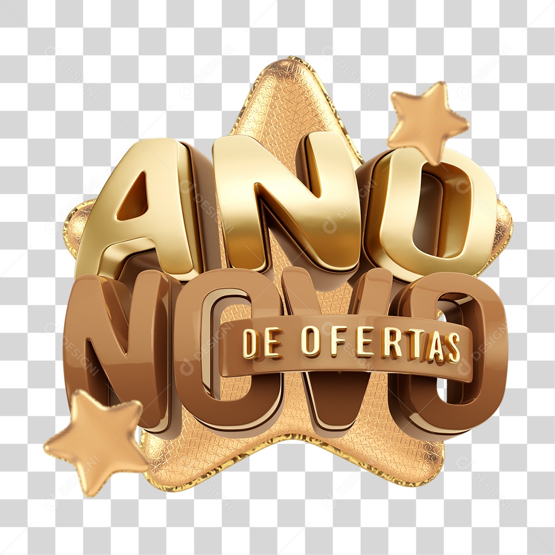 Selo 3D Ano Novo de Ofertas PNG Transparente