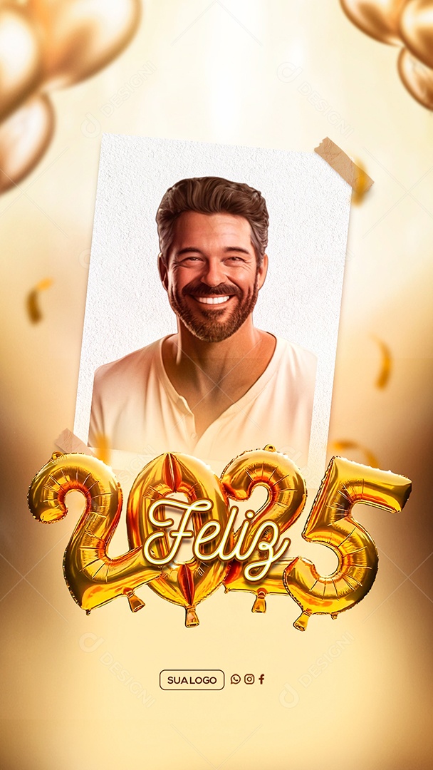 Story Feliz 2025 Ano Novo Social Media PSD Editável