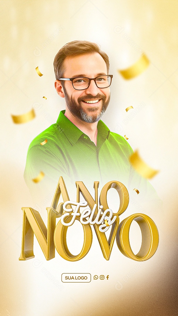 Feliz 2025 Ano Novo Social Media PSD Editável